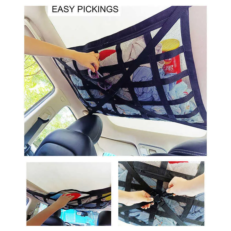 New Car Ceiling Cargo Nets Strong Load Bearing Roof Storage Organizer ...