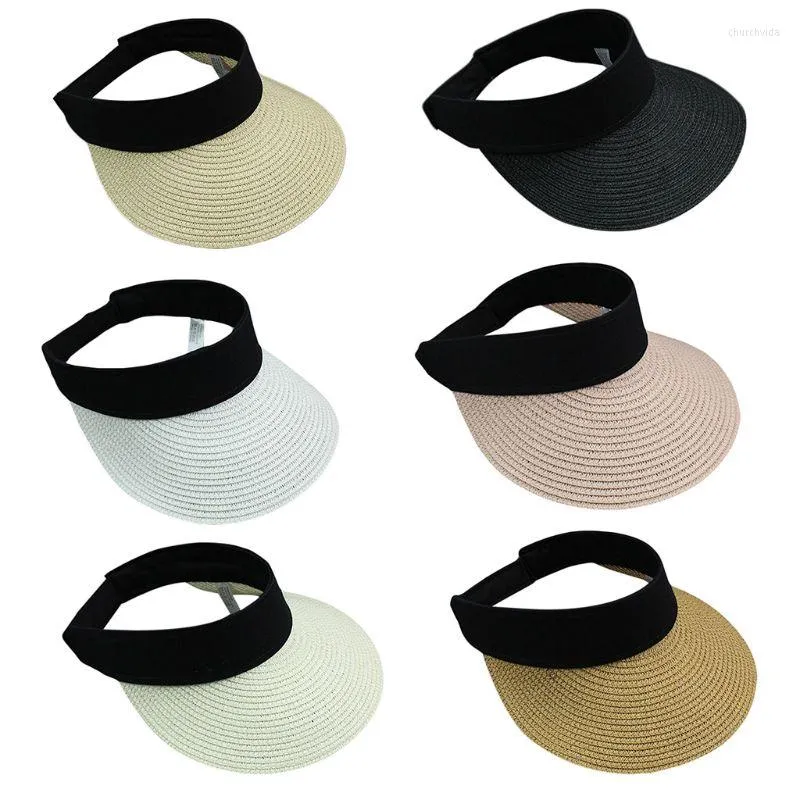 Berets Women Girls Summer Srate Sweef для солнечной козырьковой шляпы пустое верхнее контрастное цвет широкий капля