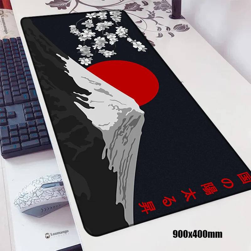 Podkładka pod mysz Cherry Blossom Flower Gamers Decoracion Kawaii Pink Sakura Laptop Notebook duży kwiatowy dywan 900x400 czarna podkładka pod mysz