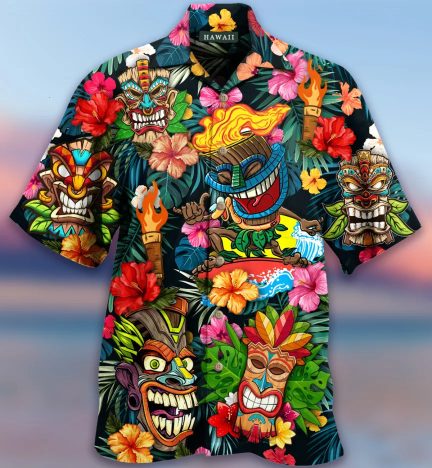 Chemises habillées pour hommes lâche respirant impression 3d à la mode cool chemises hawaïennes plage fête hauts manches courtes été chemises pour hommes 230710