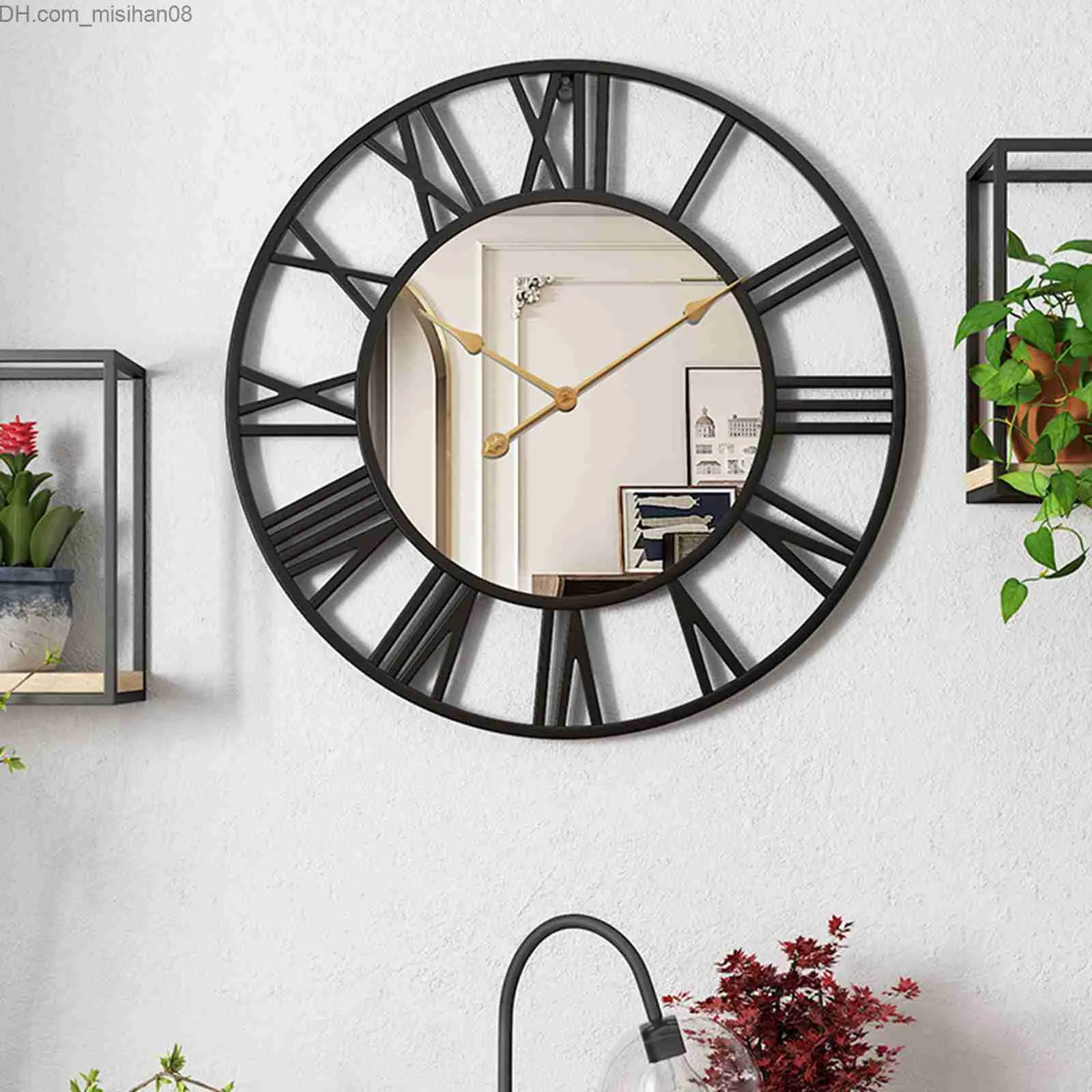 40cm Decorative Wall Clock - Large Roman Numerals, Silent Non-Ticking ...