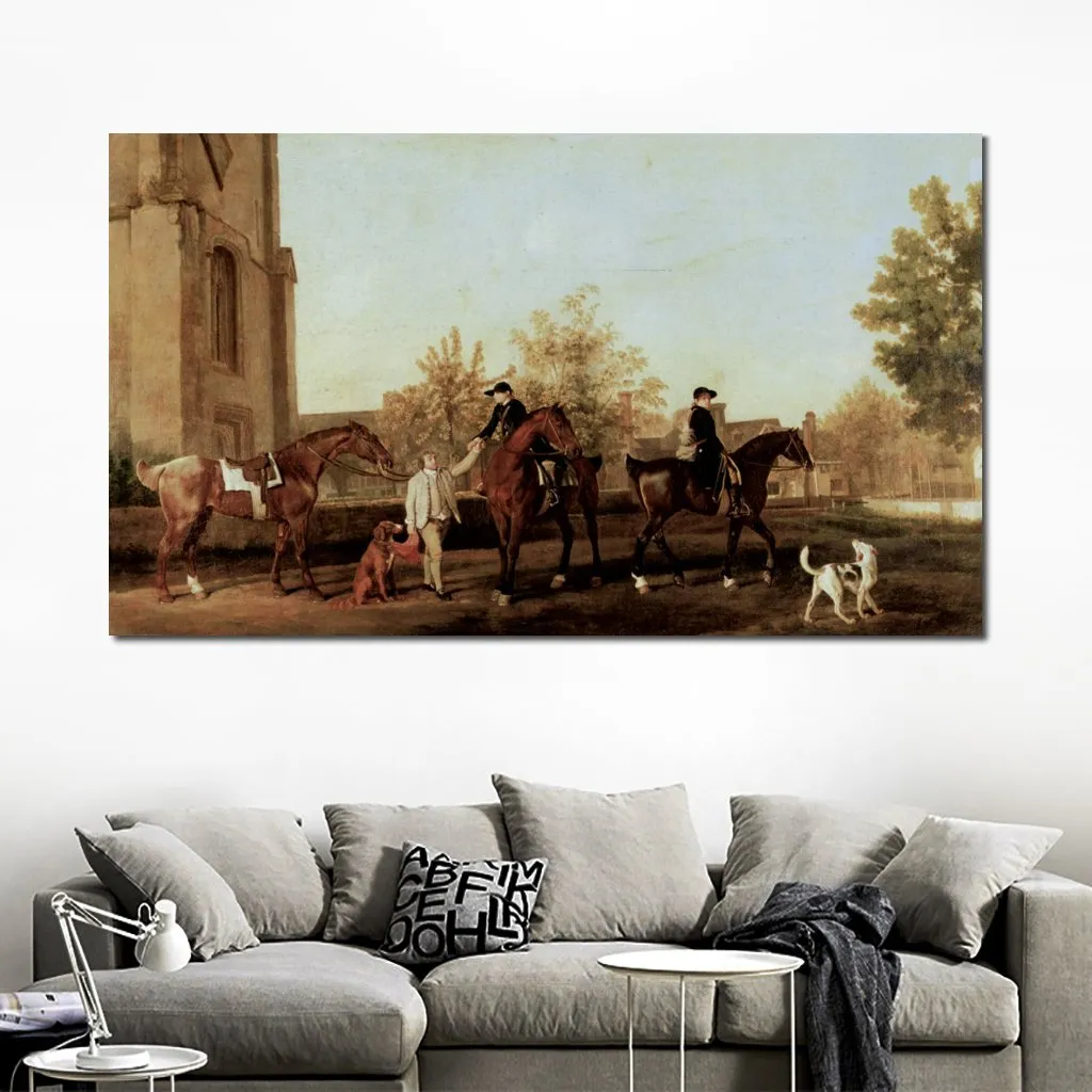 Classical Countryside Canvas Art The Hunters Leave Southill George Stubbs Painting Horse Handmade High Quality