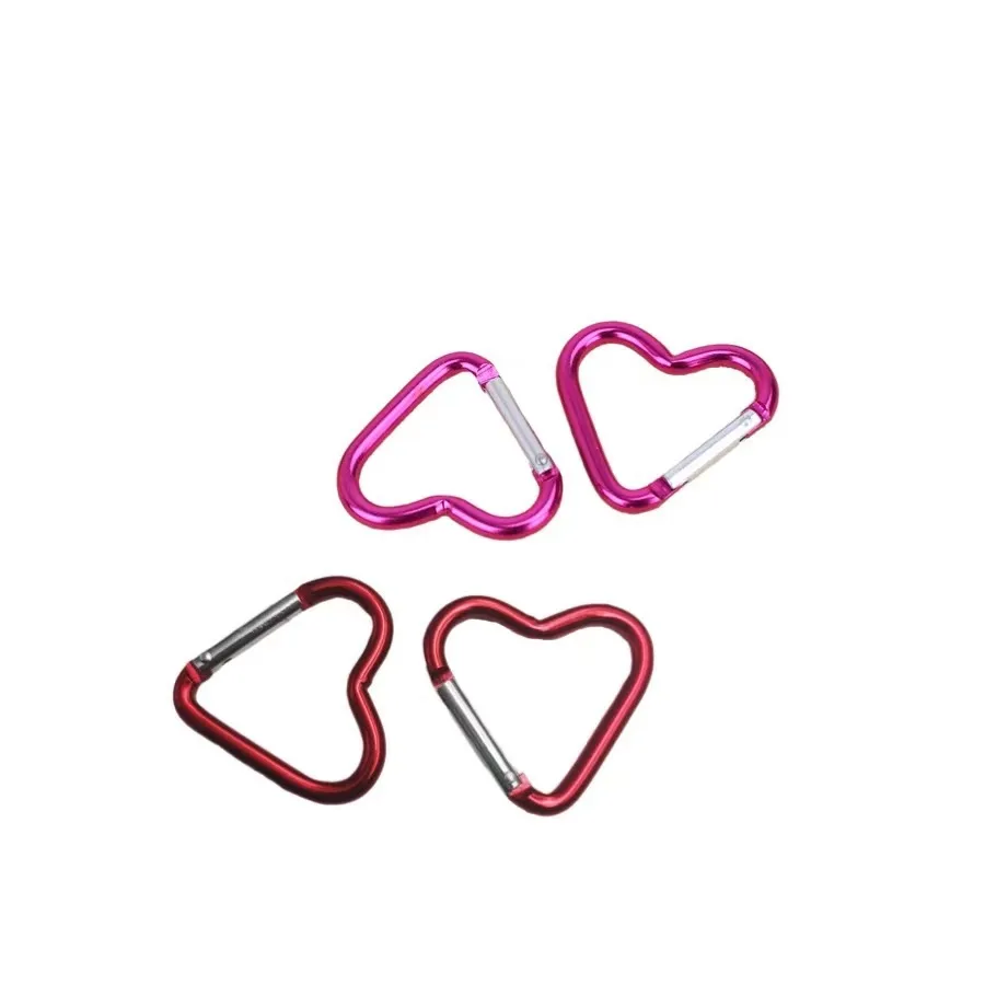 Party Gift Heart-Shaped Aluminum Carabiner Key Chain Clip Outdoor Camping Keyring Hook Water Bottle Hanging Buckle Wholesale