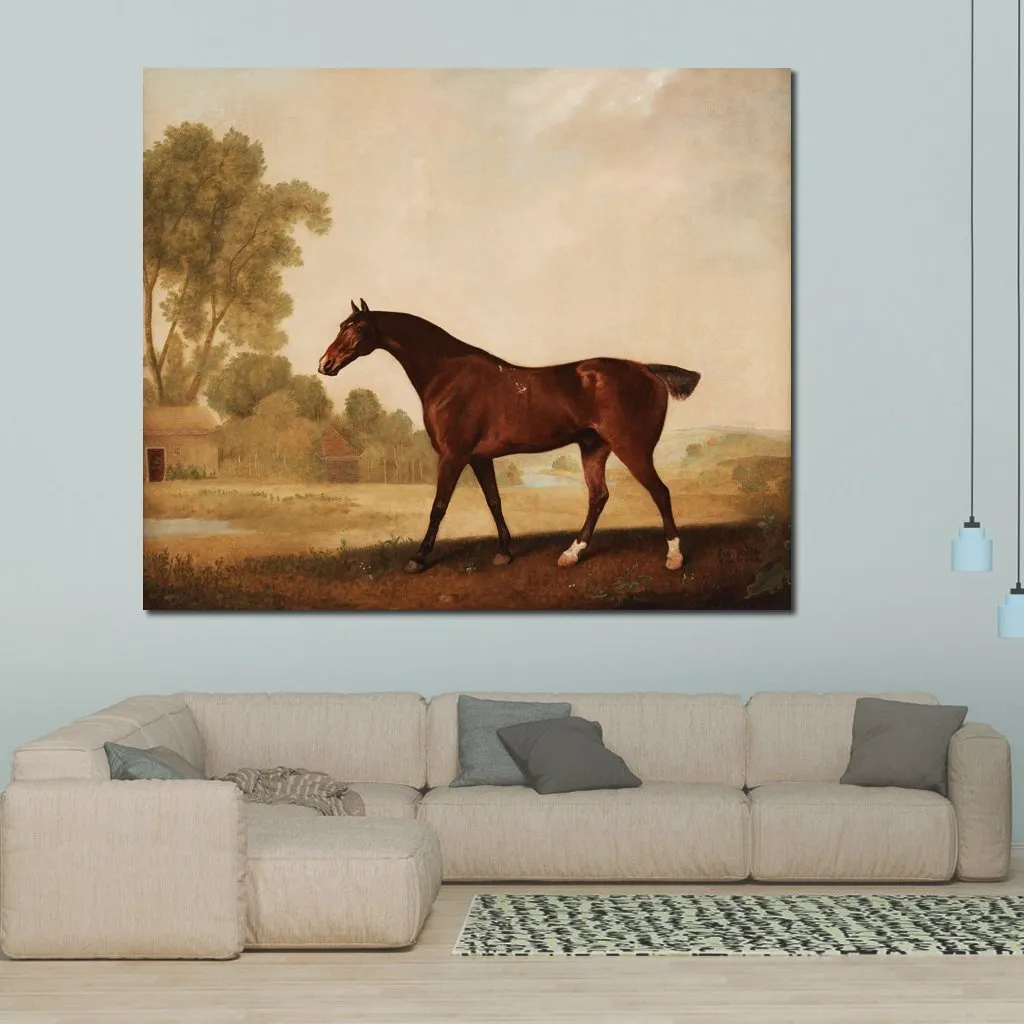 Landscape Canvas Art Eagle A 베이 경주마 George Stubbs Painting Horses 수제 유명한 예술품 홈 장식