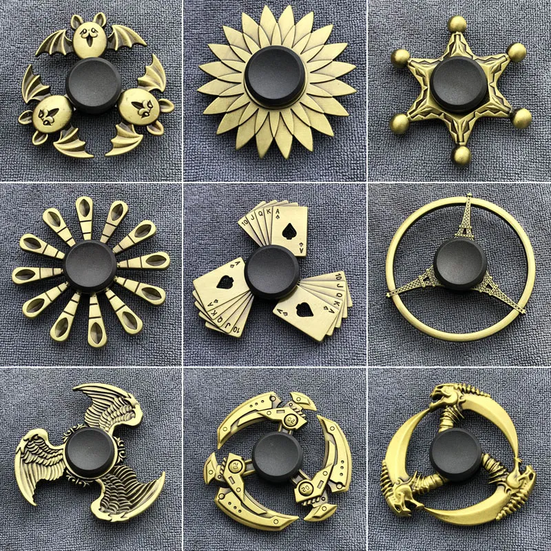 Bronz Çoklu Stiller Fidget Spinner parmak oyuncak çinko alaşım metal el iplikçileri parmak ucu gyro spinning üst stres kabartma dekompresyon oyuncakları anksiyete rahatlatıcı