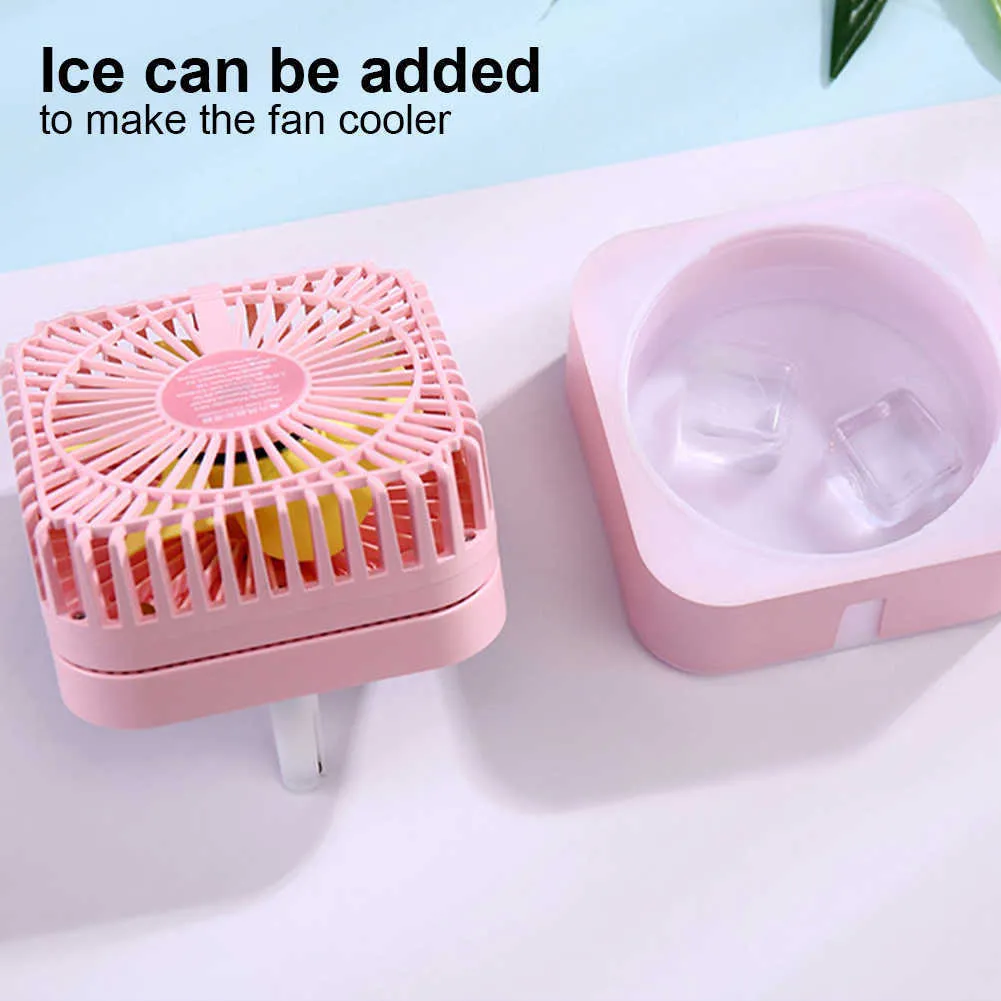 Electric Fans Portable Desktop Mini Fan Multifunctional Humidifier Mini Electric Fan Colorful Light USB Rechargeable for Office Bedroom School