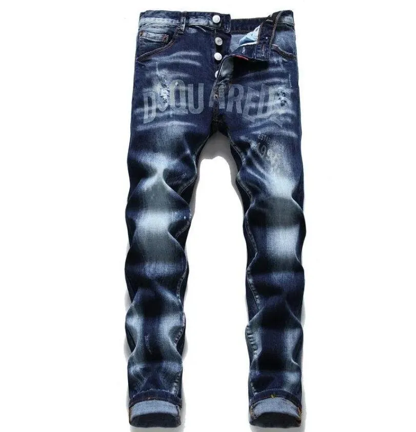 Jeans Masculino DSQ Marca Itália Calça Corrente Calça Masculina Denim Magra de Alta Qualidade Lápis Azul Para 1093