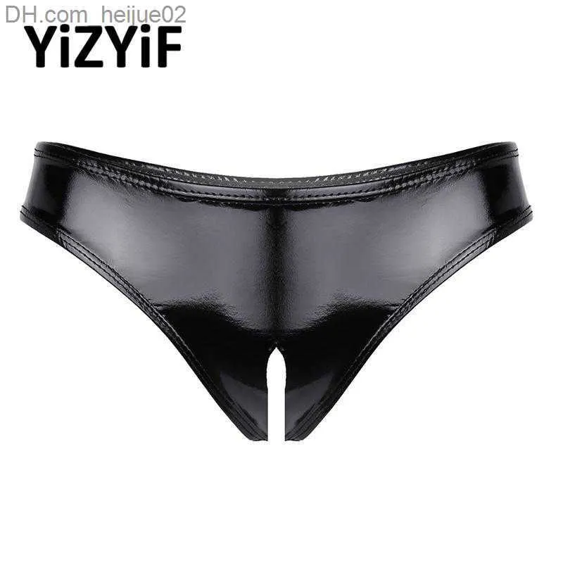 Sexy Black Patent Leather Latex Briefs With Open Crotch And Open Pussy Mini  Latex Lingerie For Women Z230711 From Heijue02, $4.69