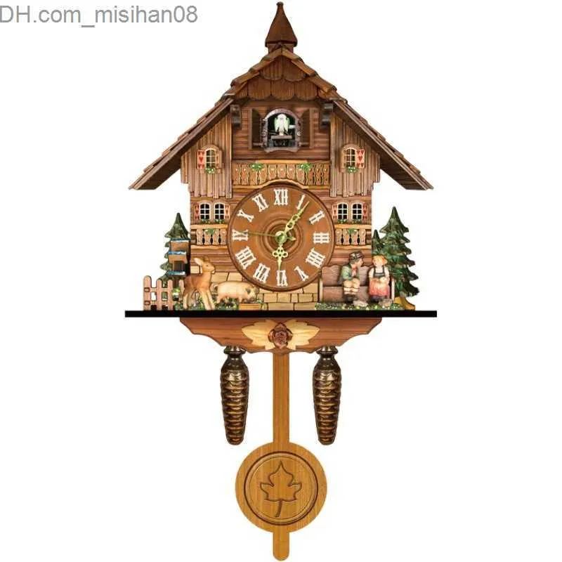 Horloges murales coucou horloges murales salon moderne décoration de la maison horloge Anti que Chalet Style européen rétro horloge en bois mur décor à la maison nouveau Z230710