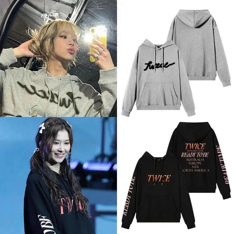 Sweats à capuche pour hommes Sweats printemps Kpop Twice Ready To Be Tour Concert vocal Même sweat à capuche en coton à manches longues Y2K Oversize Fleece Hip Hop Top 230710