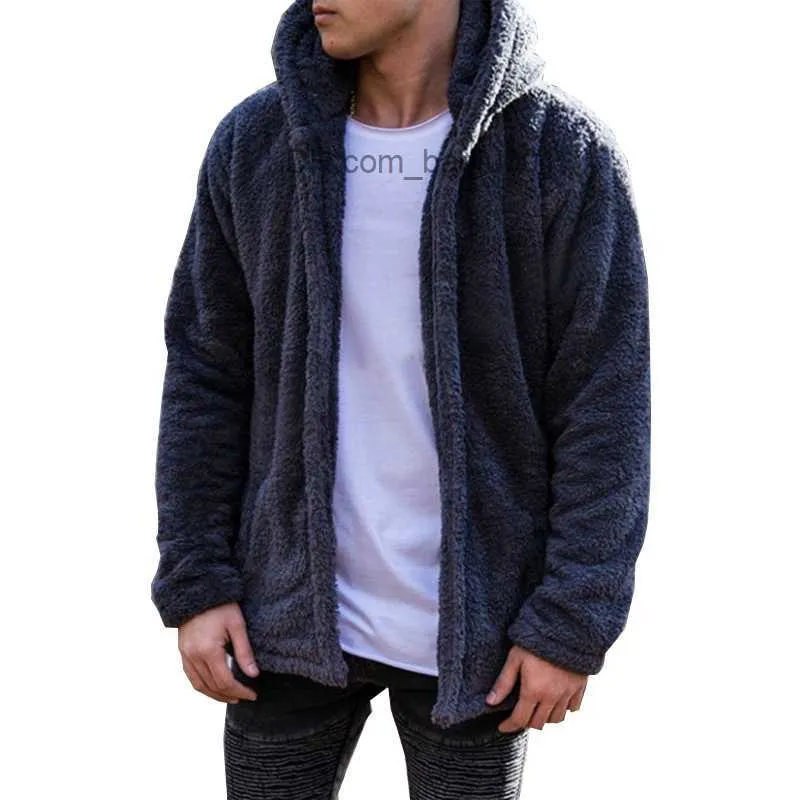 2019 Winter Mens Wool Down Coat Hooded Sweatshirt With Fur Liner