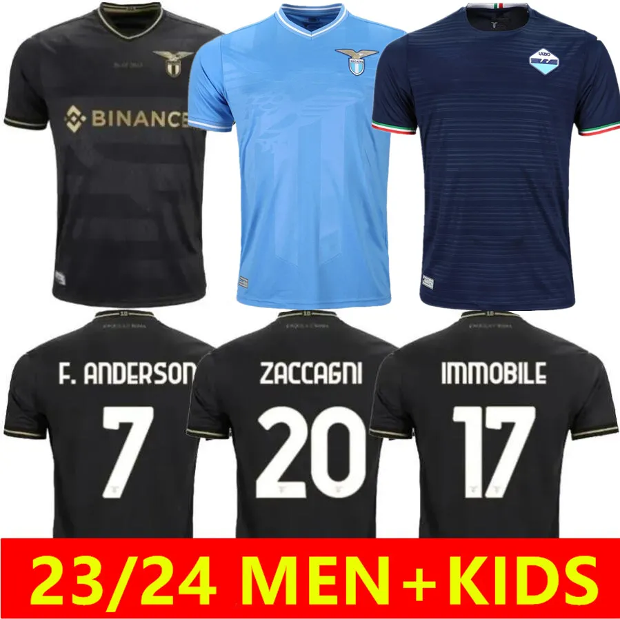 2023 2024 Lazio Embile 축구 유니폼 10 주년 기념 Maglie 23/24 Romagnoli Embile Luis Bastos Sergej Badelj Lucas J.Correa Zaccagni 축구 셔츠 남자 아이들