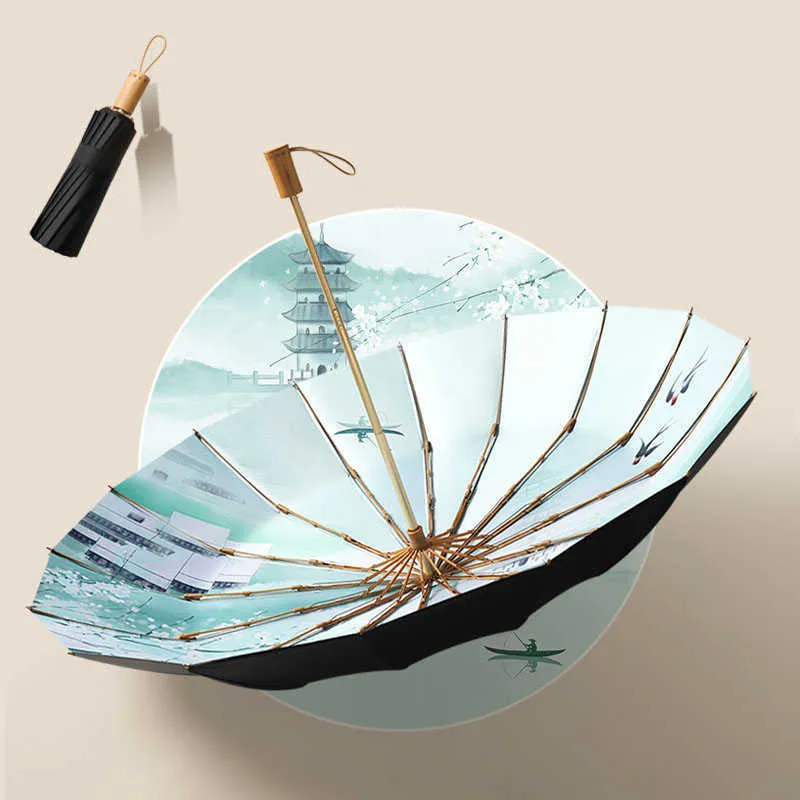 Ombrelli Ombrello manuale Donna Cappotto nero Ombrelli da pioggia pieghevoli antivento Design compatto con telaio in alluminio