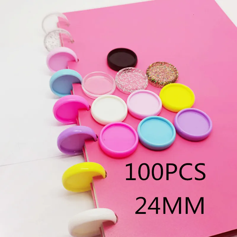 Other Desk Accessories 100PCSSolid 24MM plastic binding ring buckle binder mushroom hole looseleaf notebook disc accessories adhesive 230707