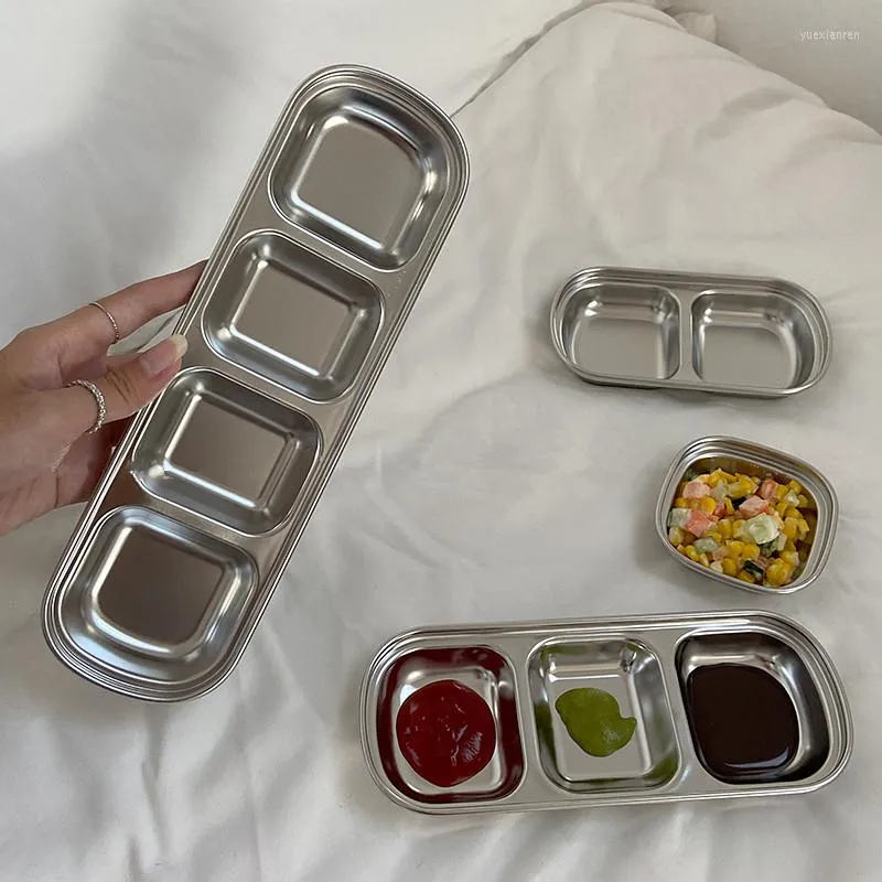 Plates Stainless Steel Square Dinner Snack Plate Small Kitchen Storage Candy Fruit Sushi Soy Sauce Dish Serving Platter