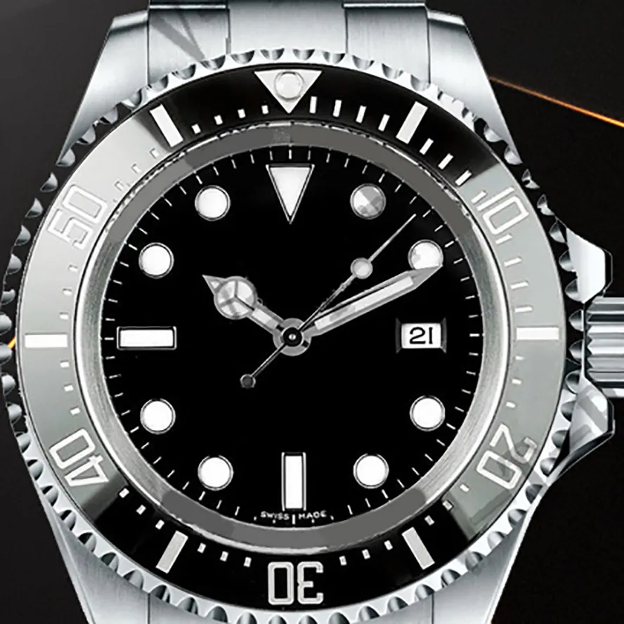 2023 SA3135 Automatisk 116660 Herrklocka Svart Keramik Bezel Svart Urtavla 904L stål Sea-Dweller Armband Best Edition Klockor PTRX Nya HERRKlockor