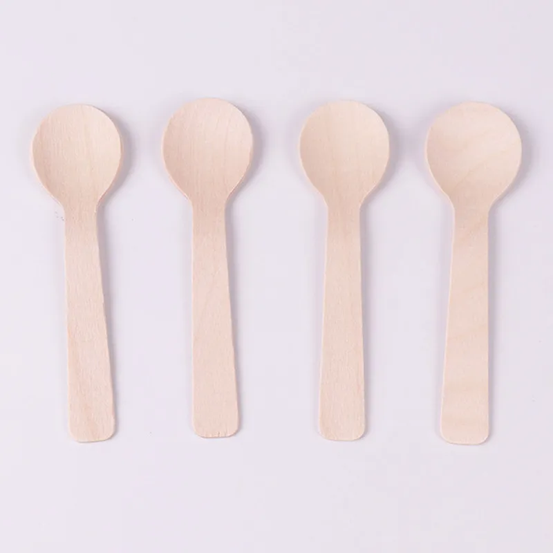 Mini Ice Cream Spoon Wooden Disposable Wood Dessert Scoop Western Wedding Party Tableware Kitchen Accessories Tool LX6004