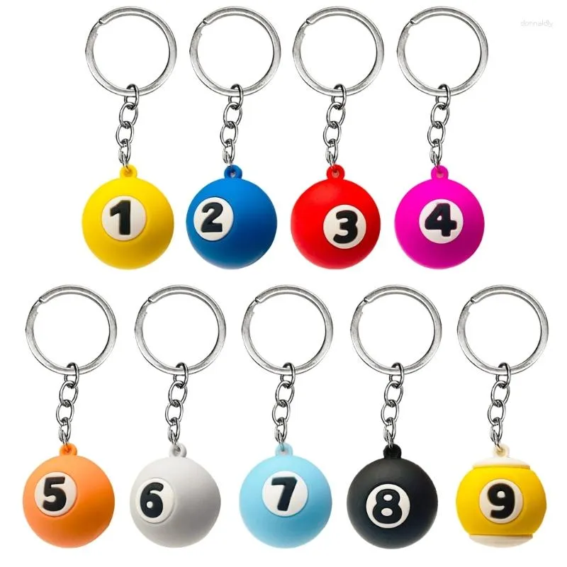 Keychains Creative Simulate Billiards Keyring Ornament Cute Round Balls Anti-lost Keychain Pendant For Motorcycle Car Bag Decors