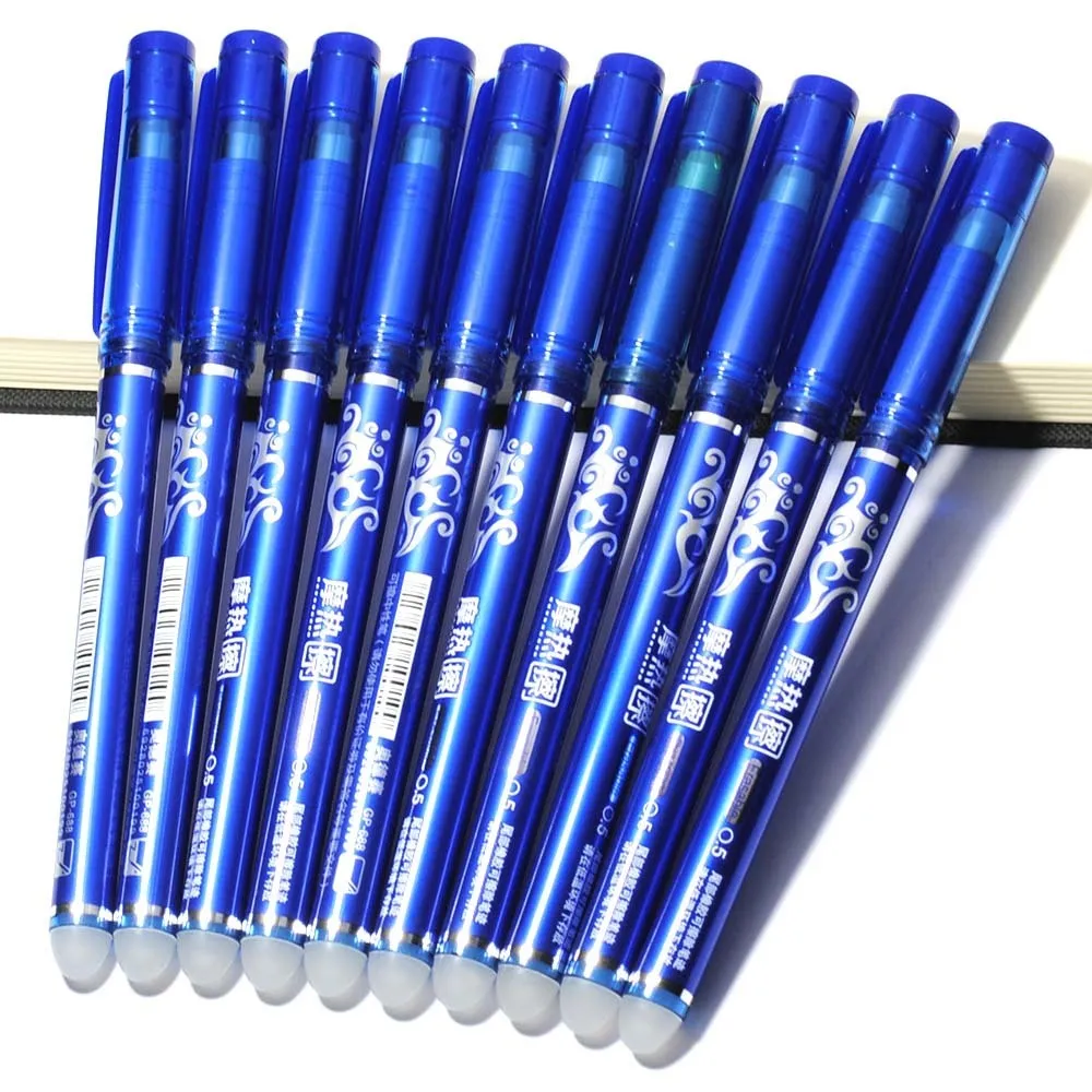 Ballpoint Pens 10pcs 05 мм написание стержней стержней стирания пера стирание Blue Black Ink School School Catchater Office 230707