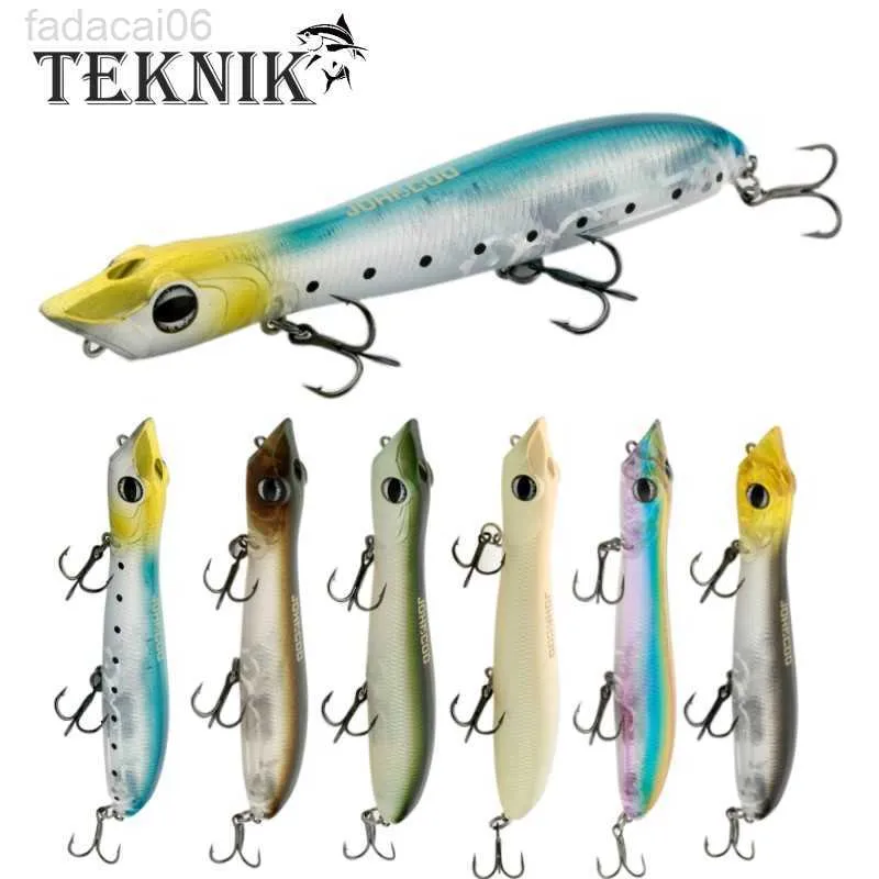 Beten Lures TEKNIK 125MM 17.5G Snake Head Fiske Lure Flytande havsabborre Wobbler Gädda Bait Topwater Popper Med VMC Krokar Patchinco 125 HKD230710