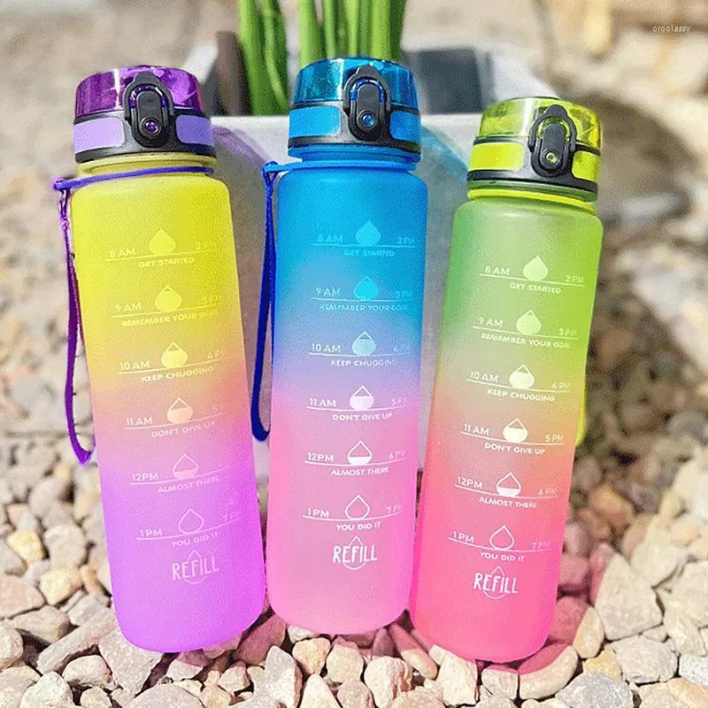3 in 1 Set Bottles Sports Gradient Motivational Water Bottle with Stickers  Time Mark - China Water Bottle and Sports Bottle price