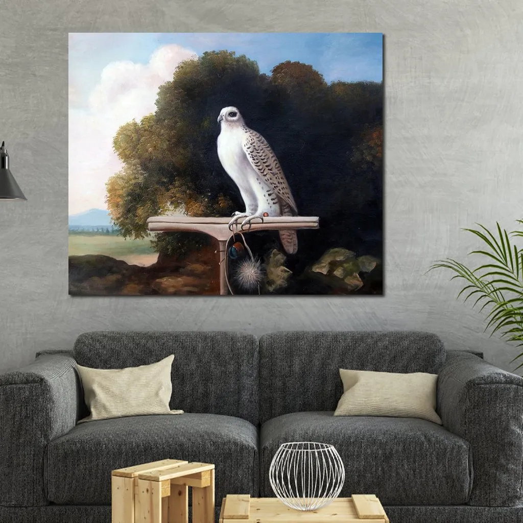 Peint à la main George Stubbs cheval peinture groenland faucon toile Art classique paysage famille chambre décor