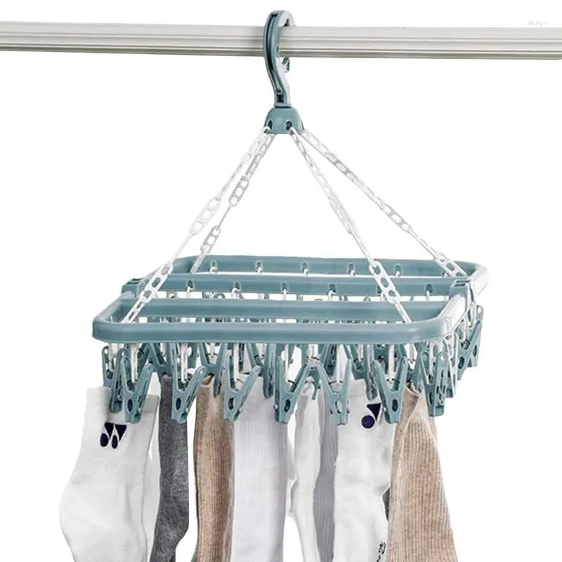 Cintres Sous-Vêtements Cintre Coupe-Vent Crochet Pivotant Sèche-Linge Étagère À Linge Salle Avec 32 Clips