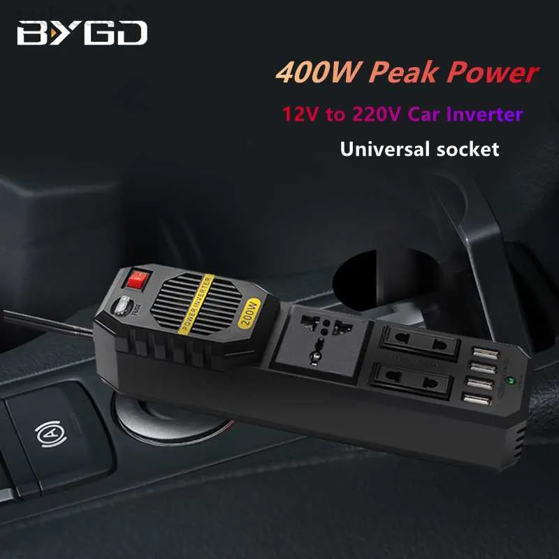 Jump Starter Power BYGD 200W Carro DC12V para AC 220V Conversor Automático Adaptador Carregador Soquete Portas USB Inversor de Veículo de Carregamento Rápido HKD230710