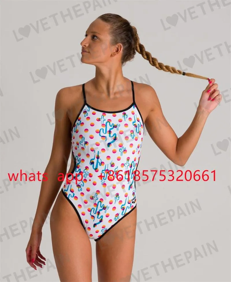 Costumi da bagno da donna Triangolo lineare Challenge Back Costume da bagno intero Competizione Allenamento Moda estiva Fitness Tight