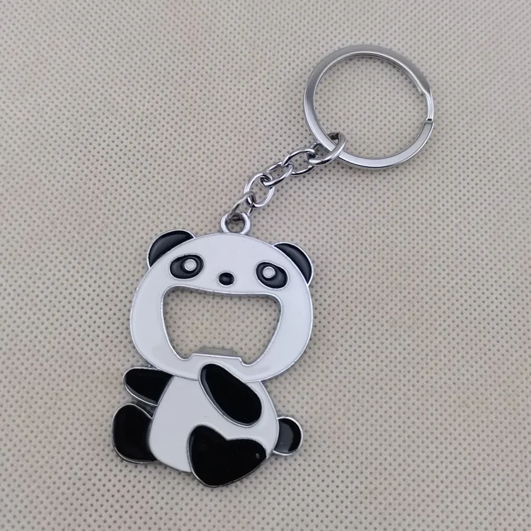 Kreativ tecknad Panda flasköppnare Metall zinklegering nyckelring hänge