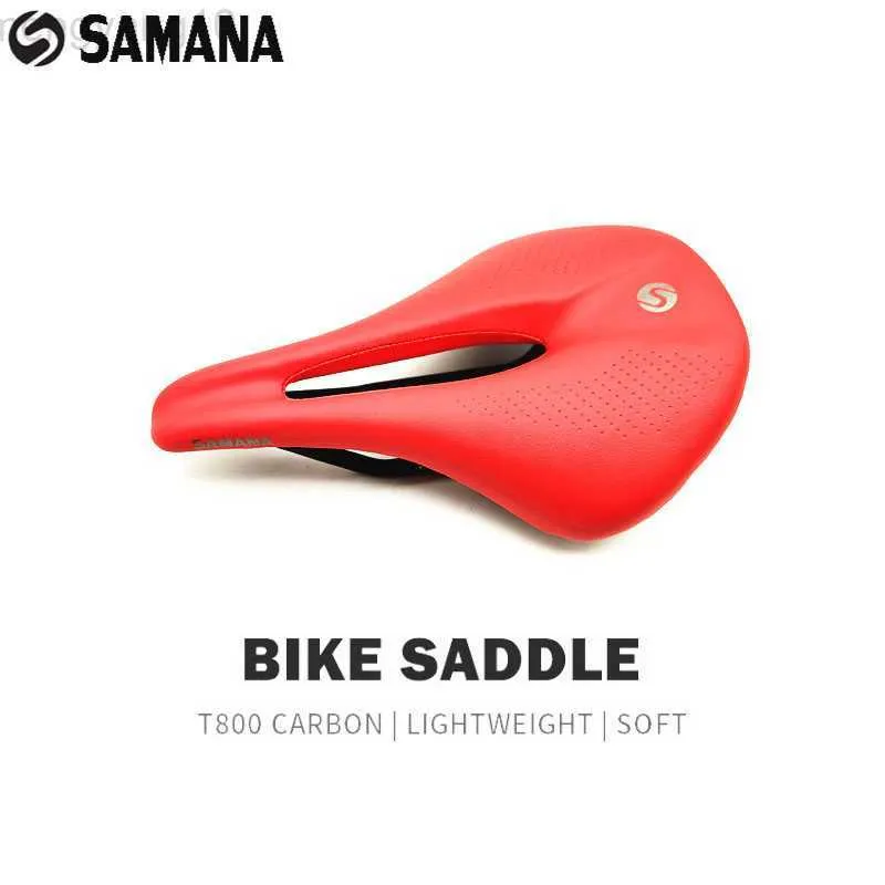Седла велосипеда Samana Полное углеродное волокно Седло Packultra Легкий вес легкий 143 мм 155 мм для MTB Mountain Bicycle Road Bike Saddle детали HKD230710