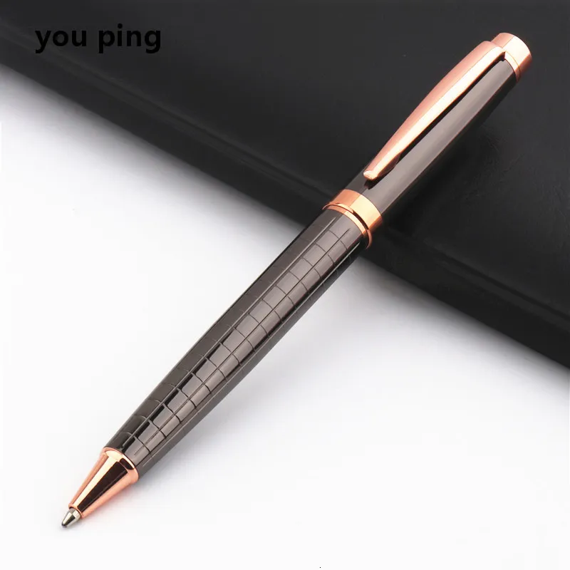 Ballpoint Pens Luxury Quality Gray rose gold Business Office Pen Student School Stationery Supplies pens for writing 230707