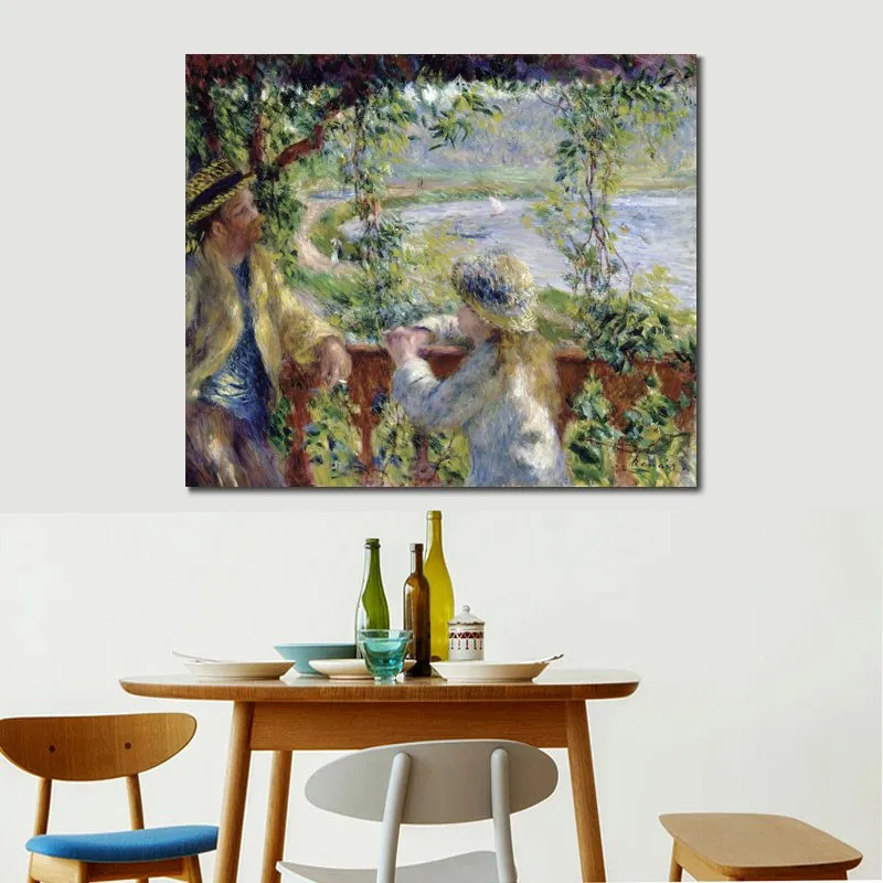 高品質キャンバスアート湖の近くピエール・オーギュスト・ルノワール絵画手作り印象派アートワーク壁の装飾リビングルーム用