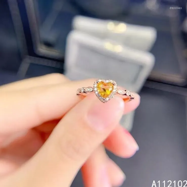 Cluster Rings KJJEAXCMY Fine Jewelry S925 Sterling Silver Inlaid Natural Citrine Girl Noble Ring Support Test Chinese Style Selling