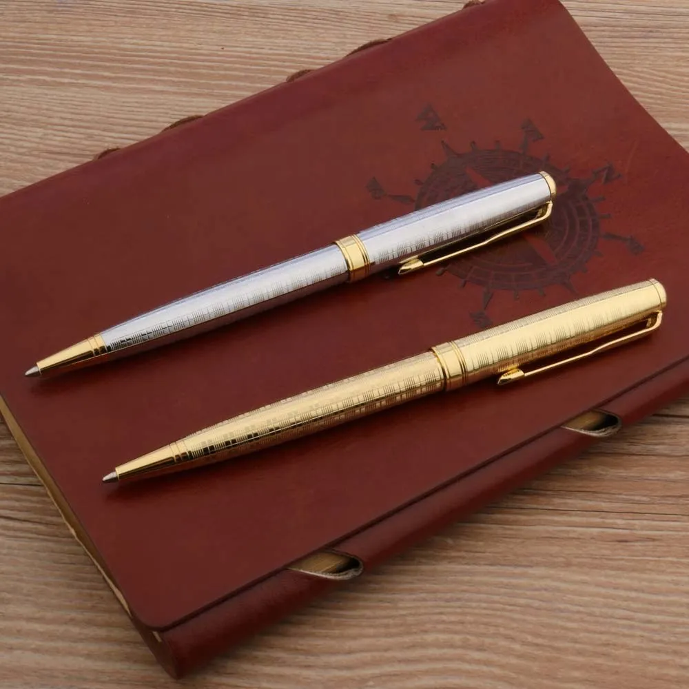 Długopisy wysokiej jakości złoty 07mm długopis metalowy srebrny artykuły papiernicze biuro szkolne prezent 230707