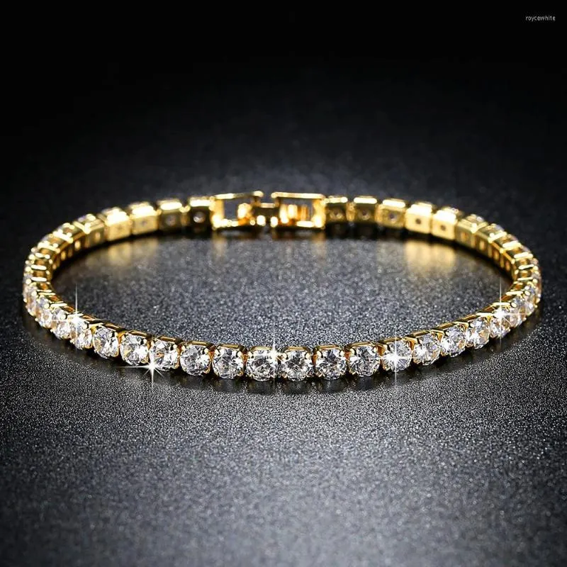 Bracelets porte-bonheur Bracelet de tennis à la mode pour femmes filles luxe Micro cristal Braslet or argent couleur chaîne Bracelets bijoux