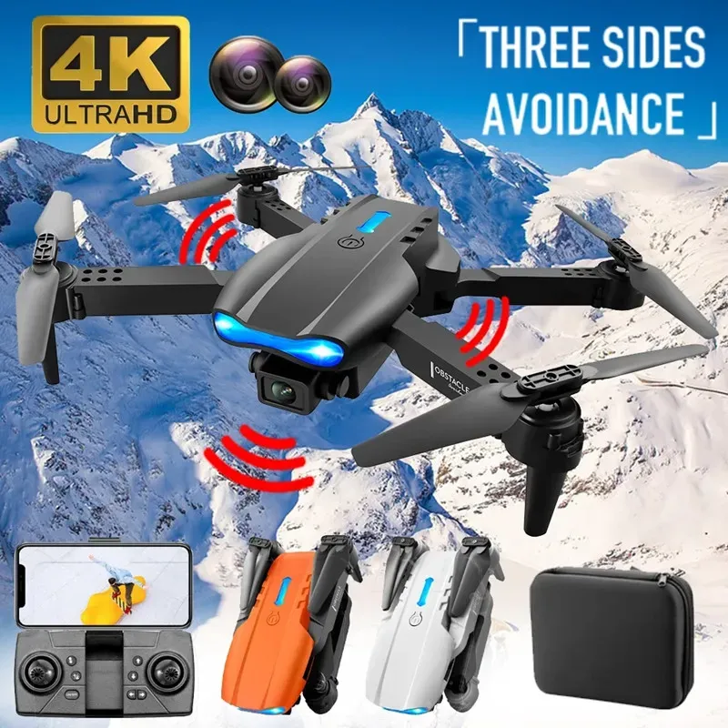 E99 PRO طيار طيار طائرة كاميرات 4K كاميرات عالية الدقة wifi FPV التصوير الجوي Quadcopter تجنب العائق ثلاثية الجوانب طائرة التحكم عن بُعد