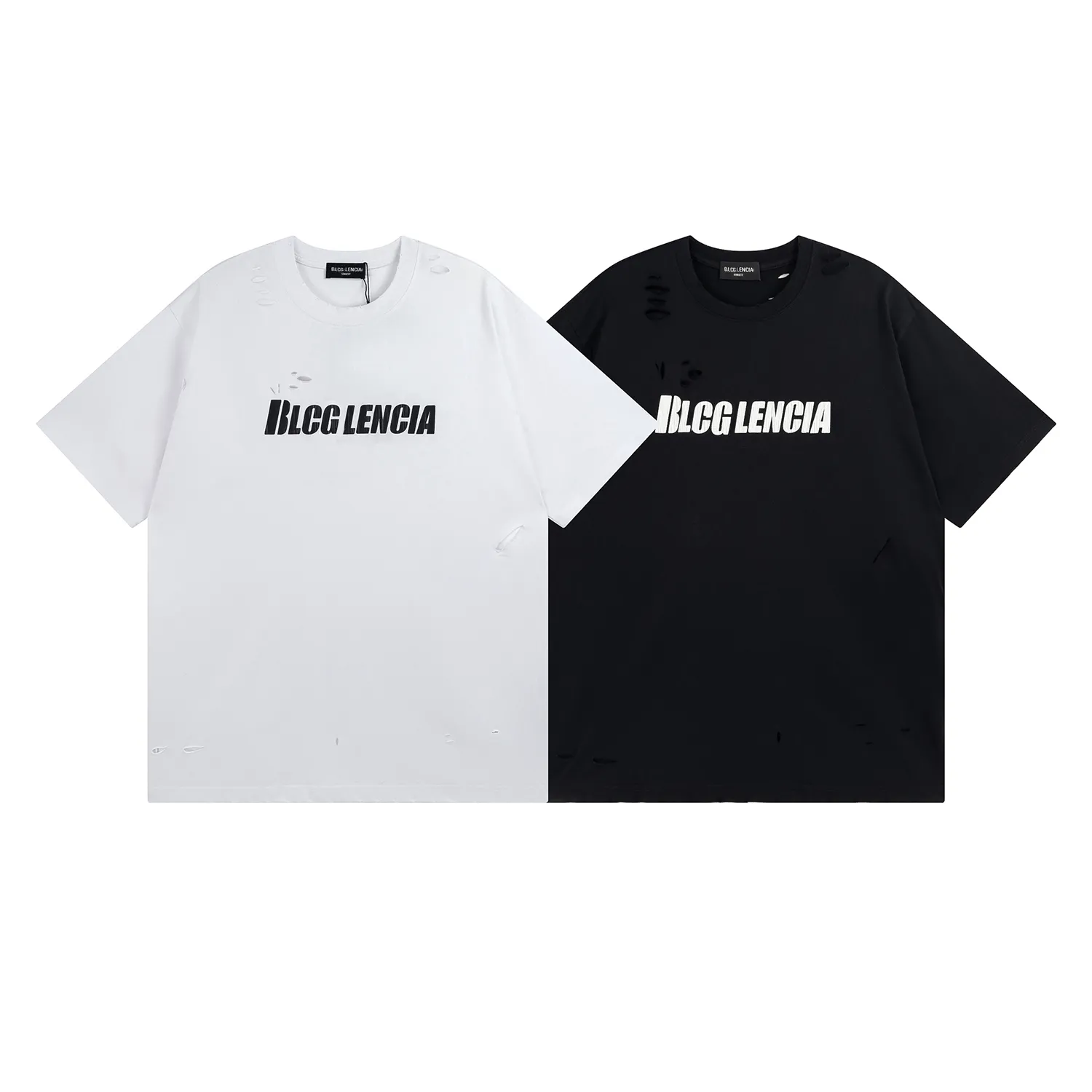 BLCG LENCIA 2023 Summer New 250g 100% Cotton T-shirt Men High Quality Print Color Sleeve Drop Tshirts Oversize Tops 2023191