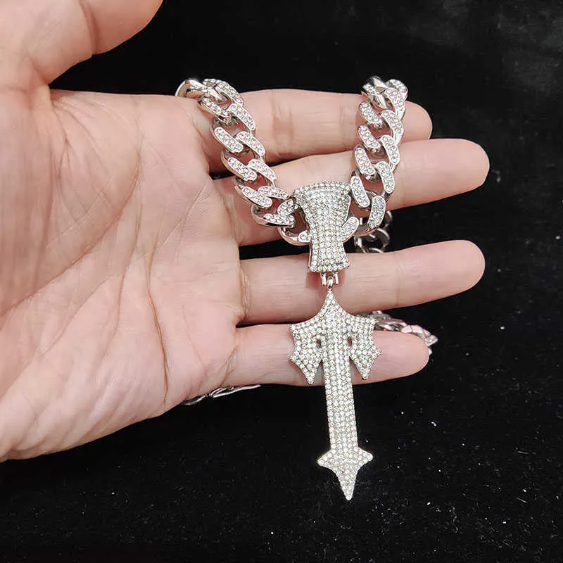 Hip Hop Cross Sword Large Gold Cross Pendant With 13mm Cuban Hip Hop Cross Sword Large Gold Cross Pendant With 13mm Cuban