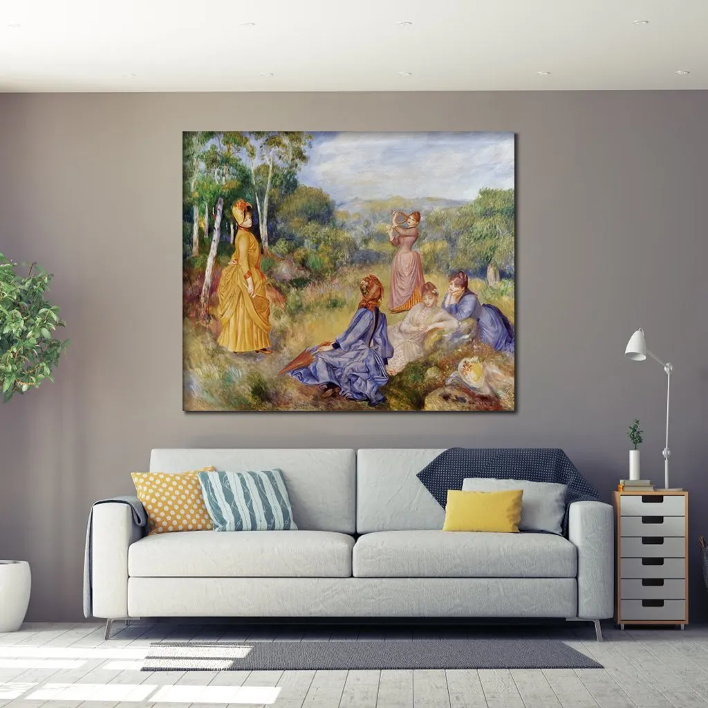 Impresjonistyczne płótno dziewczyny grające Battledore Pierre Auguste Renoir malarstwo ręcznie nowoczesne krajobrazy hotele wystrój pokoju