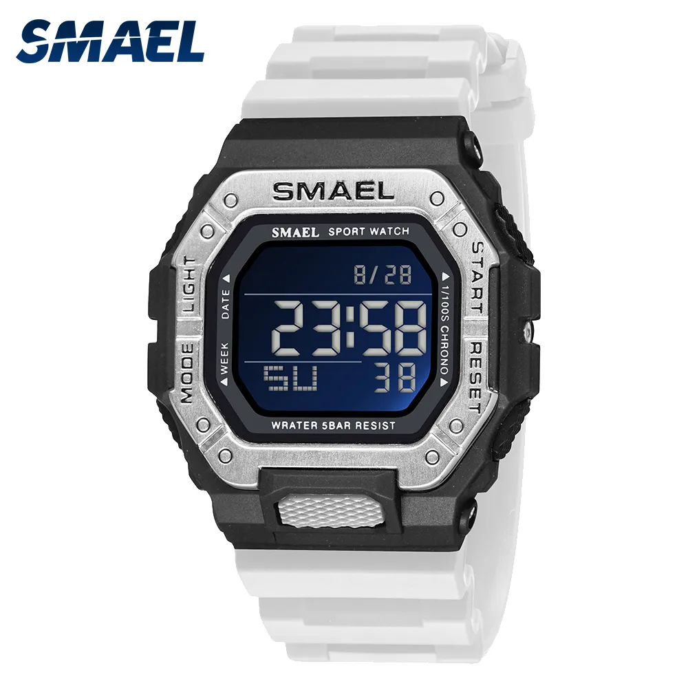 Cyfrowy zegarek elektroniczny SMAEL zegarek na rękę Shock stoper 50M wodoodporny prostokąt Led Clocke 8059 męskie zegarki sportowe dla człowieka