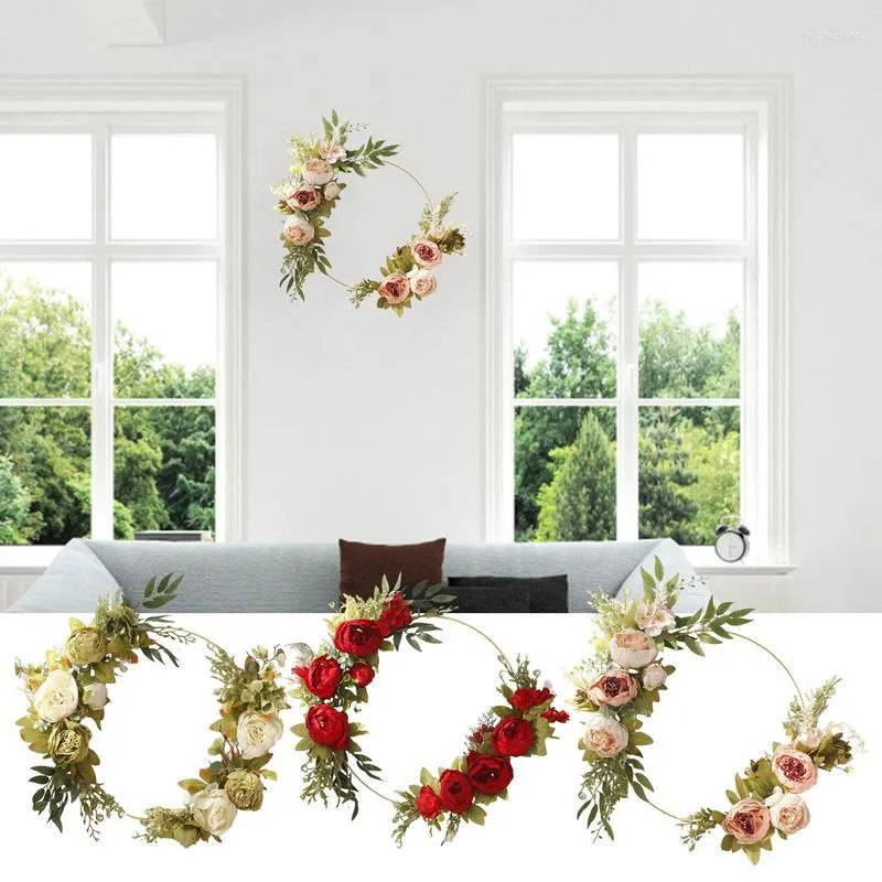 Dekorativa blommor pionkransar sidenroskransar falska vinstockar Vintage eukalyptus hängande växt konstgjord blomsterkrans