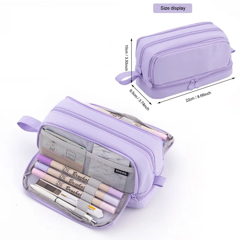 Карандашные сумки 3 или 4 отсека фиолетовые большие пакеты с ручкой школьные школьные чехлы для косметических канцелярских товаров офис 230707