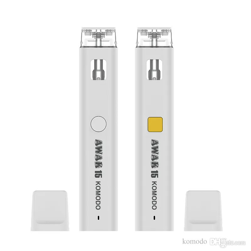 Komodo Awak 15 Одноразовая ручка для вейпа 1 мл 2 мл Густое масло Керамический картридж для капсул 300 мАч Перезаряжаемая батарея