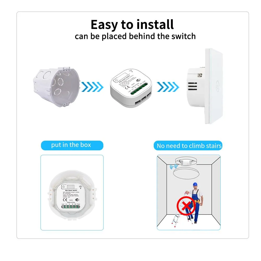 Plugs Sixwgh 16A WiFi Switch Smart Home Tuya App Remote Control Smart Timer Switch Aucun commutateur d'éclairage de batterie Fonctionner avec Google Home Alexa