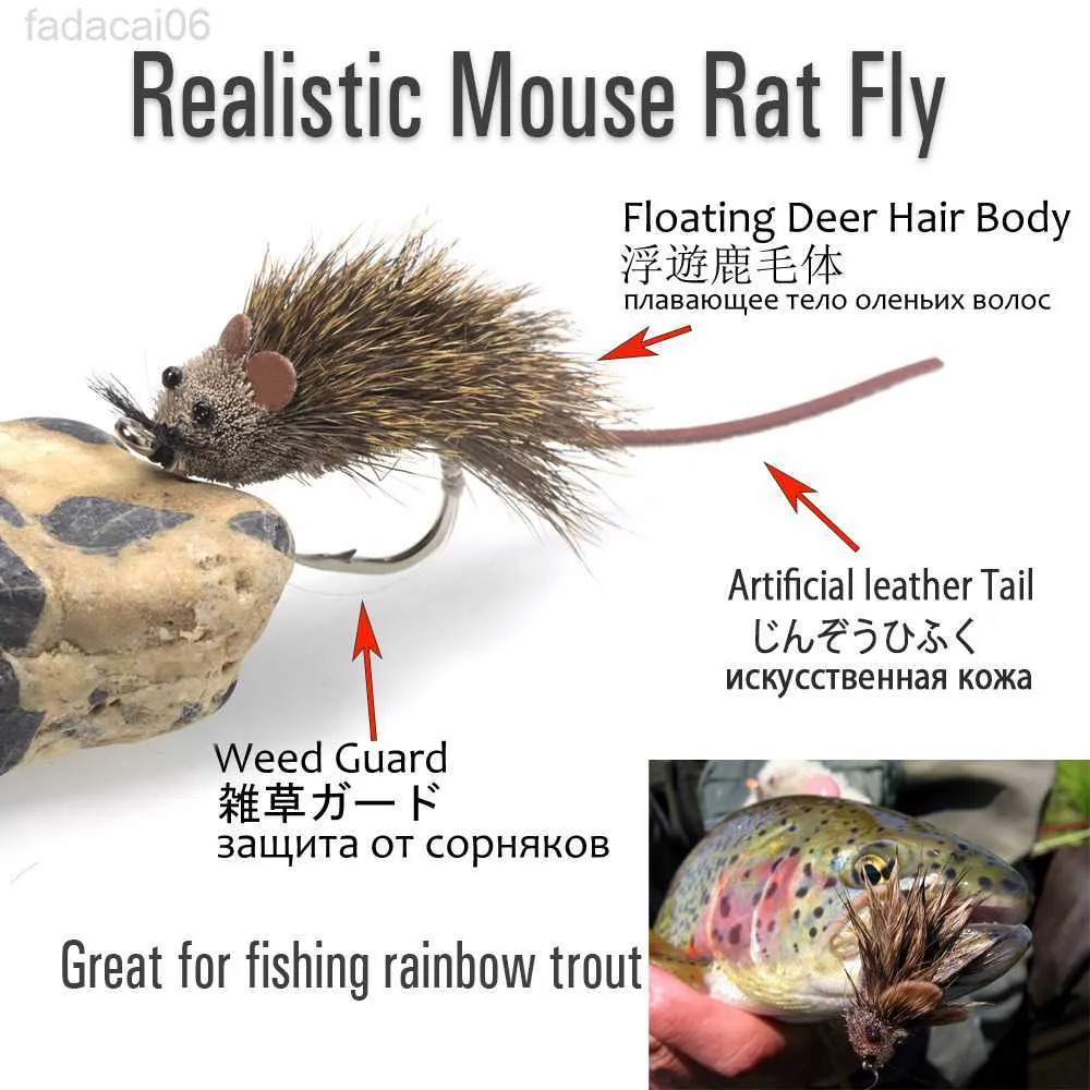 Baits Lures Vtwins Realistic Deer Hair Mouse Fly Bass Bug Fly