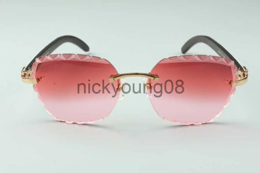 Güneş Gözlüğü Doğrudan Satış En yeni moda üst düzey gravür lens güneş gözlüğü 3524019 Doğal Karışık Bufalo Boynuz Çubukları Boyut 58-18-140mm x0710