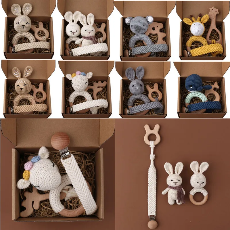 Hochets Mobiles 1 Set Crochet Lapin Bébé Anneau De Dentition Hochet Sûr Hêtre Anneau De Dentition En Bois Attache Sucette Chaîne Ensemble né Mobile Gym Jouet Éducatif 230707