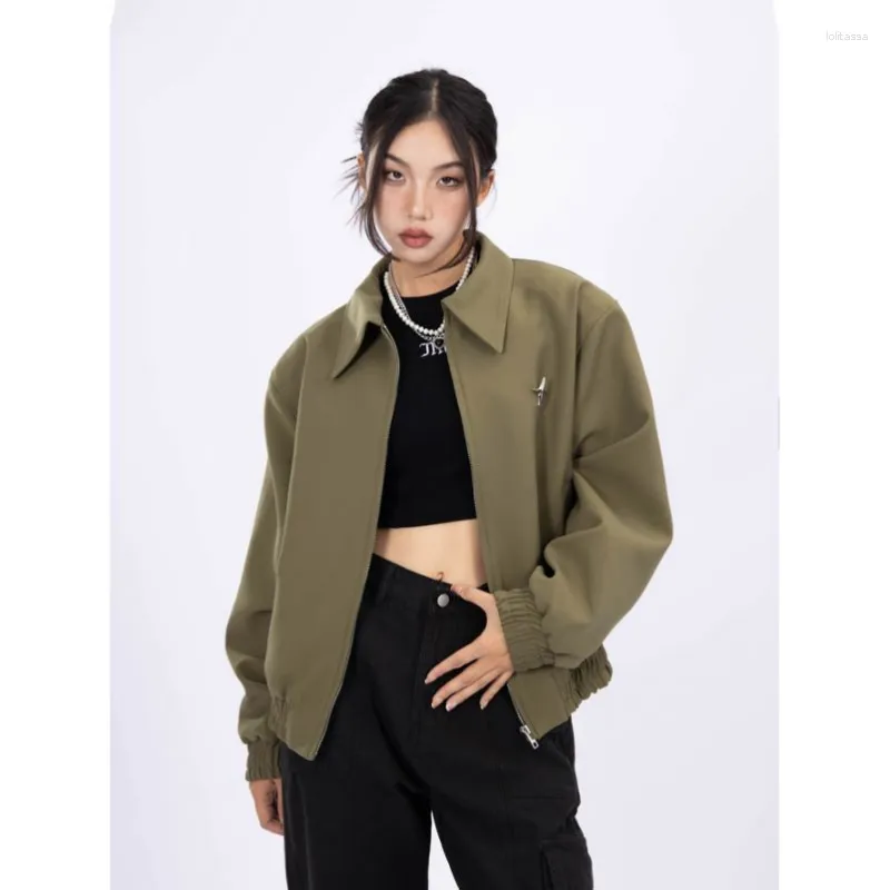 Giacche da donna Deeptown Vintage Bomber Corp Jacket Women Oversize Coreano Fashion Short Streetwear Outwear Cappotti stile Harajuku