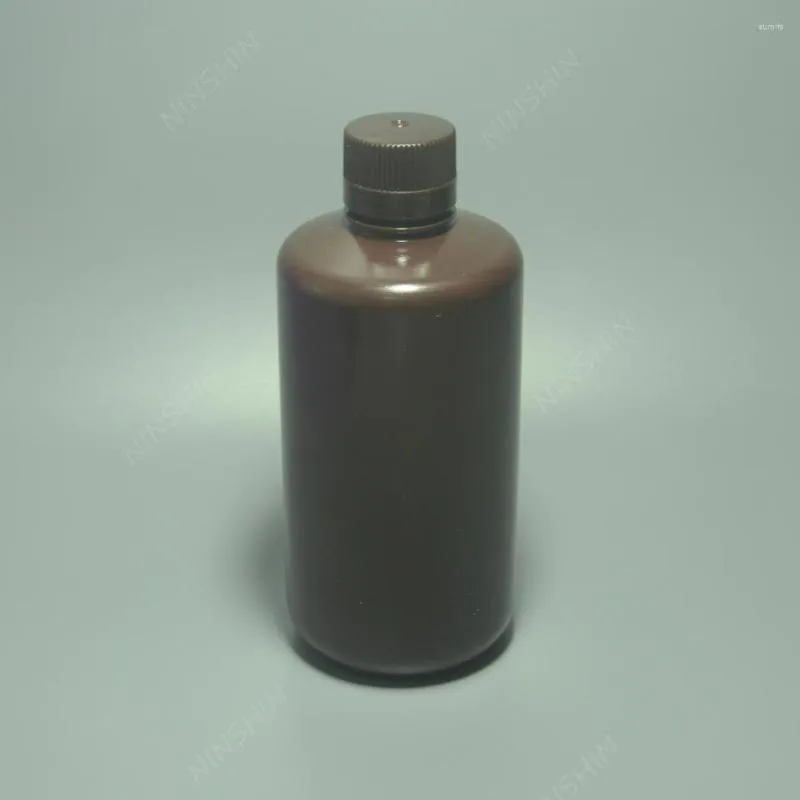 Brown Plastic Bottole Narrow Mouth 1000ML Amber Reagent Bottle Lab Heavy Wall Ware 1PC /LOT